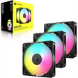 Corsair RS120 ARGB 120mm PWM Fans – Daisy-Chain Connection Low-Noise Magnetic Dome Bearing Triple Pack Black