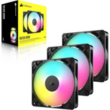 Corsair RS120 ARGB 120mm PWM Fans – Daisy-Chain Connection Low-Noise Magnetic Dome Bearing Triple Pack Black