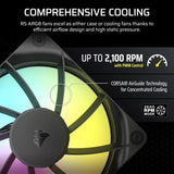 Corsair RS120 ARGB 120mm PWM Fans – Daisy-Chain Connection Low-Noise Magnetic Dome Bearing Triple Pack Black