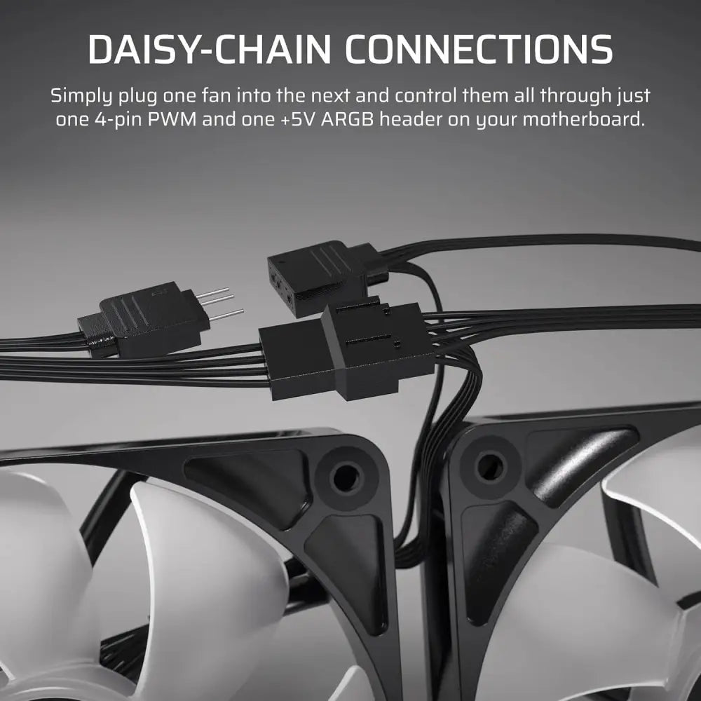 Corsair RS120 ARGB 120mm PWM Fans – Daisy-Chain Connection Low-Noise Magnetic Dome Bearing Triple Pack Black