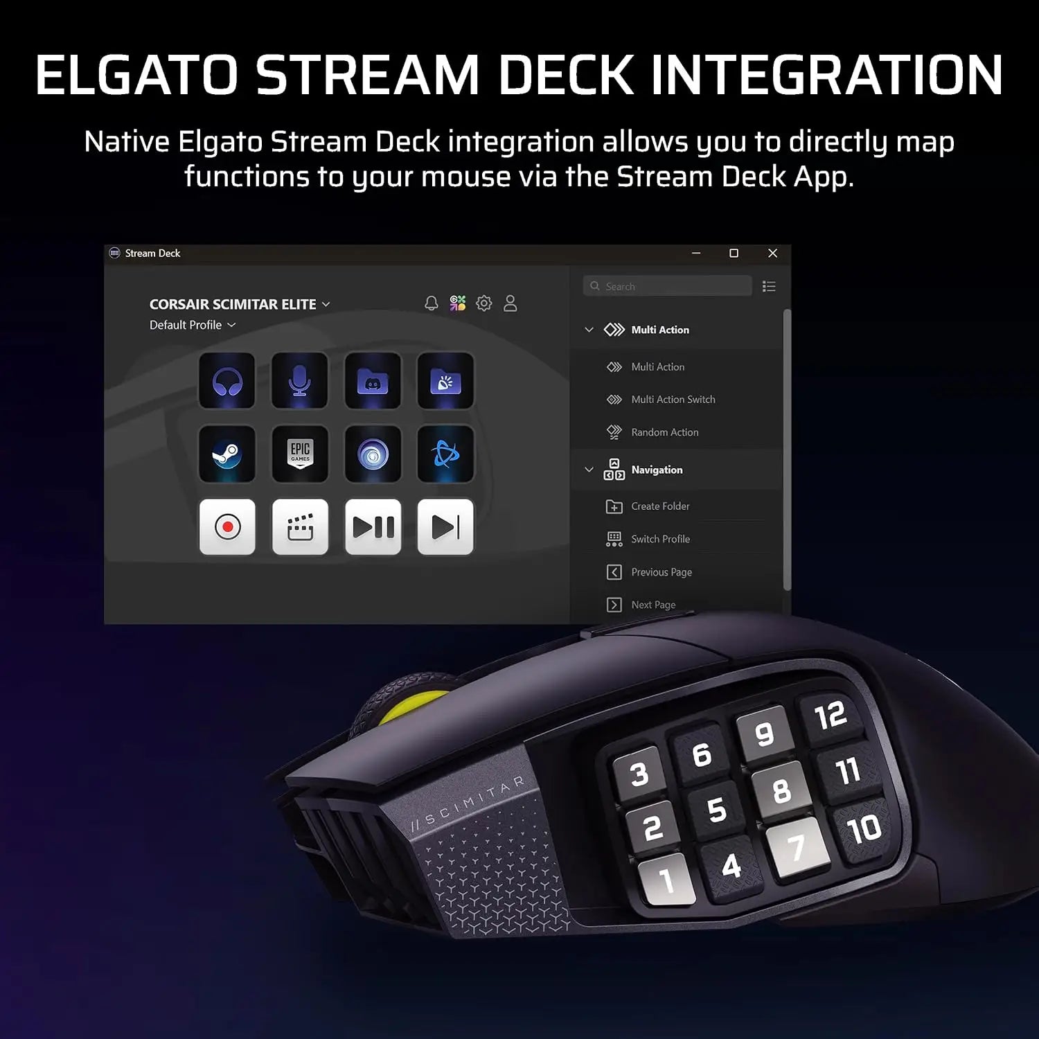 Corsair Scimitar Elite Wireless SE MMO PC Gaming Mouse – 33,000 DPI 16 Programmable Buttons