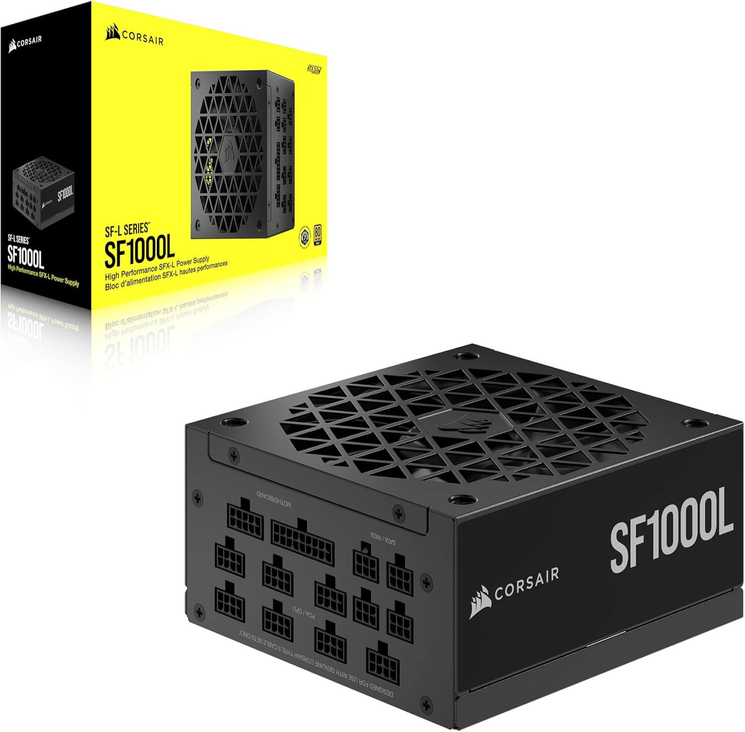 CORSAIR SF1000L Fully Modular Low-Noise SFX Power Supply - ATX 3.0 & PCIe 5.0 Compliant - Quiet 120mm PWM Fan - 80 Plus