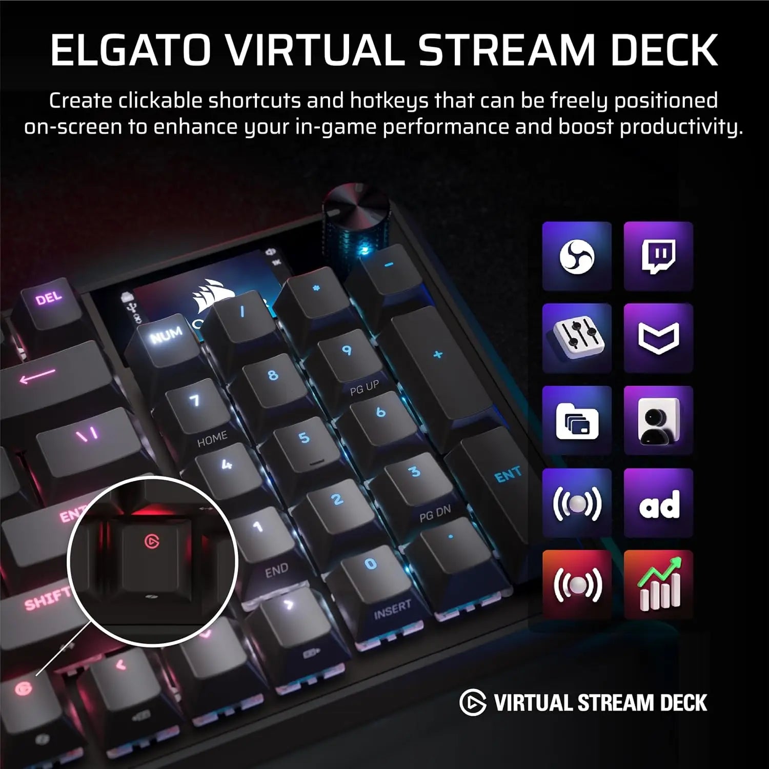 CORSAIR Vanguard 96 Wired Mechanical Gaming Keyboard – 96% Layout MLX Plasma Linear Switches 8000Hz Polling LCD Display