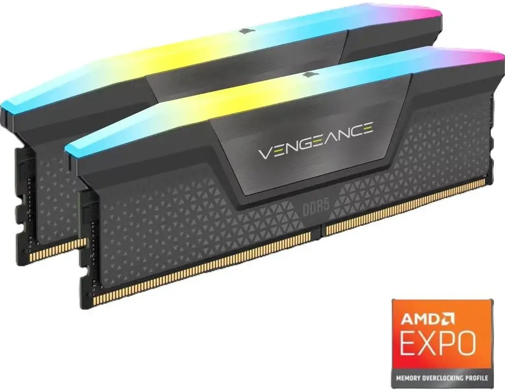 Corsair Vengeance RGB DDR5 16GB (2 x 8GB) 5200 CL40-40-40-77 1.25V Intel XMP & AMD EXPO - GREY 288-pin DIMM iCUE