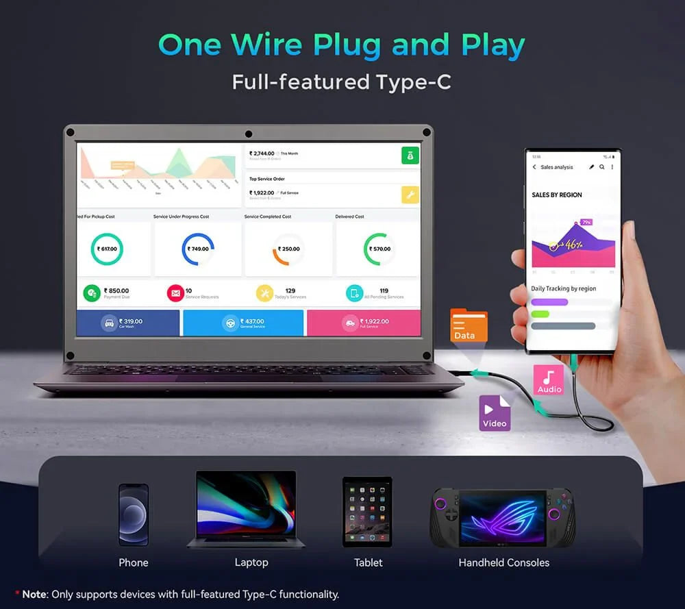 CrowView Note-All-in-One Portable Monitor English Keyboard