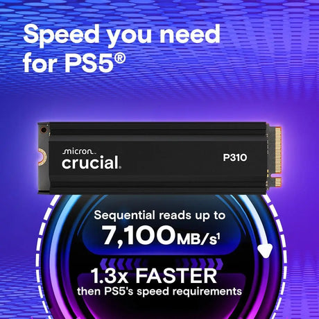 Crucial P310 2TB PCIe Gen4 NVMe M.2 PS5 Internal Gaming SSD with Heatsink Up to 7100MB/s Compatible PlayStation 5