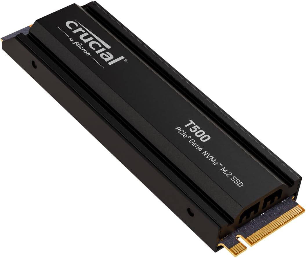 Crucial T500 1TB PCIe Gen4 NVMe M.2 SSD with Heatsink