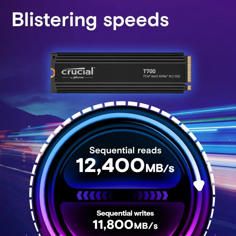 Crucial T700 2TB PCIe Gen 5 NVMe M.2 SSD with Heatsink