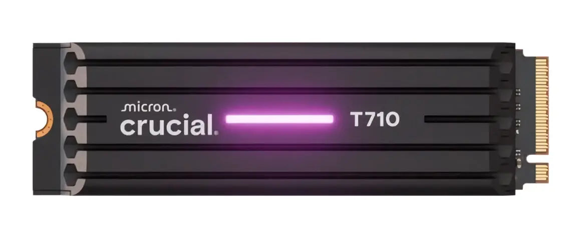 Crucial T710 4TB PCIe Gen5 NVMe 2280 SSD w Heatsink - 14500/13800 MB/s R/W 2400TBW 2.3M IOPs 1.5M hrs MTTF
