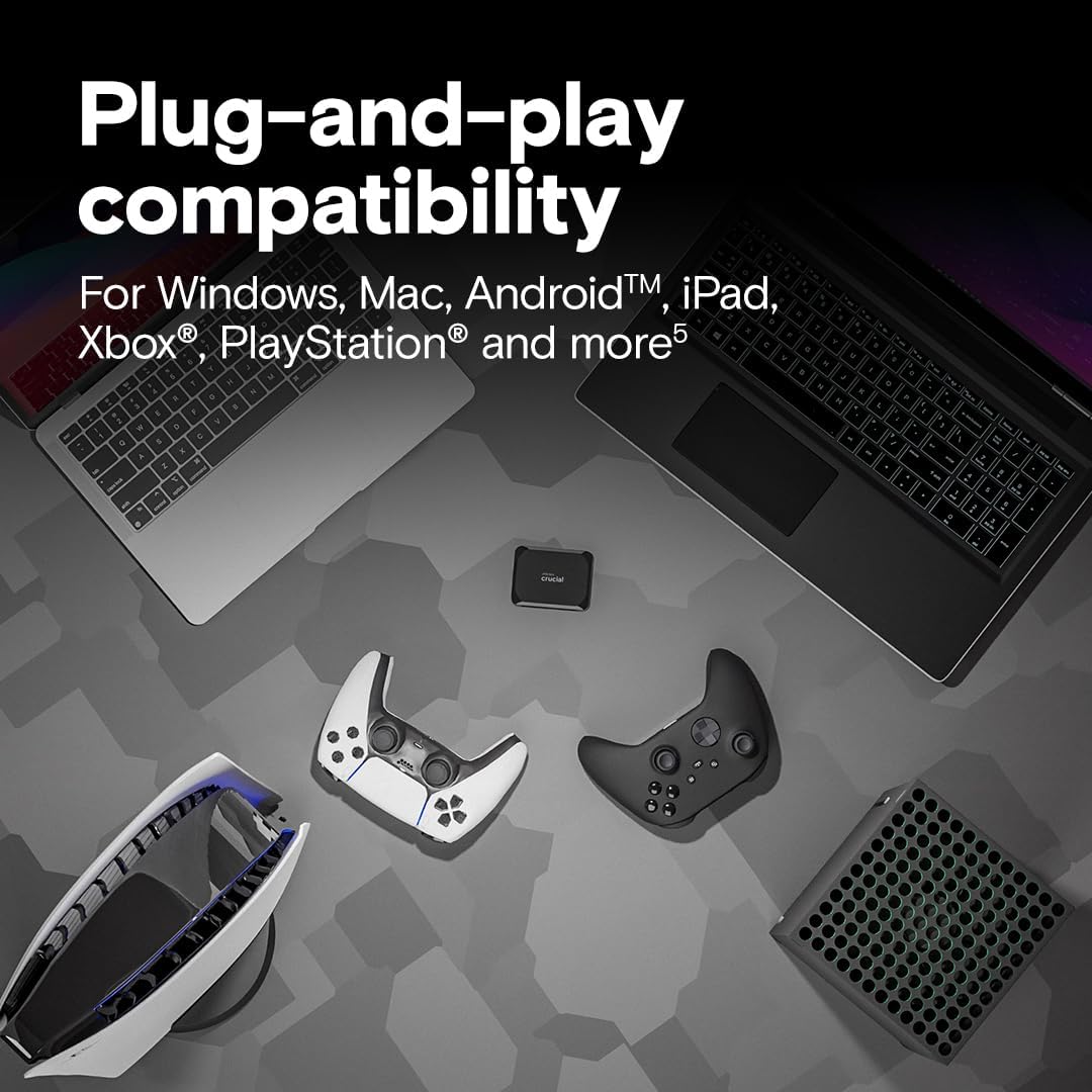 Crucial X9 4TB Portable SSD - up to 1050MB/s - PC and Mac with Mylio Photos+ Offer - USB 3.2 External Solid State Drive