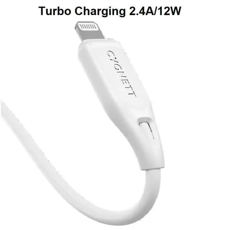Cygnett Essentials Lightning to USB-A (2.0) Cable (1M) - White(CY4700PCCAL),2.4A/12W 480Mbps Transfer Fast Charge