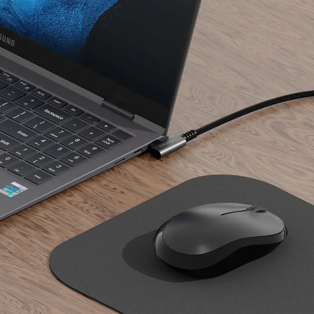 Cygnett Unite Right-Angle USB-C to (3.1) Cable (1M) - Black (CY5104PCTYC) 240W Double Braided 10Gbps Transfer Fast