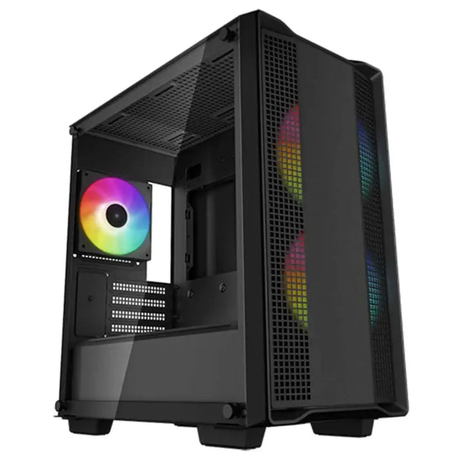 DeepCool CC360 ARGB Micro-ATX Case 3x120mm Pre-Installed Fans,Tempered Glass Panel Front USB3.0×1、USB2.0×1、Audio×1