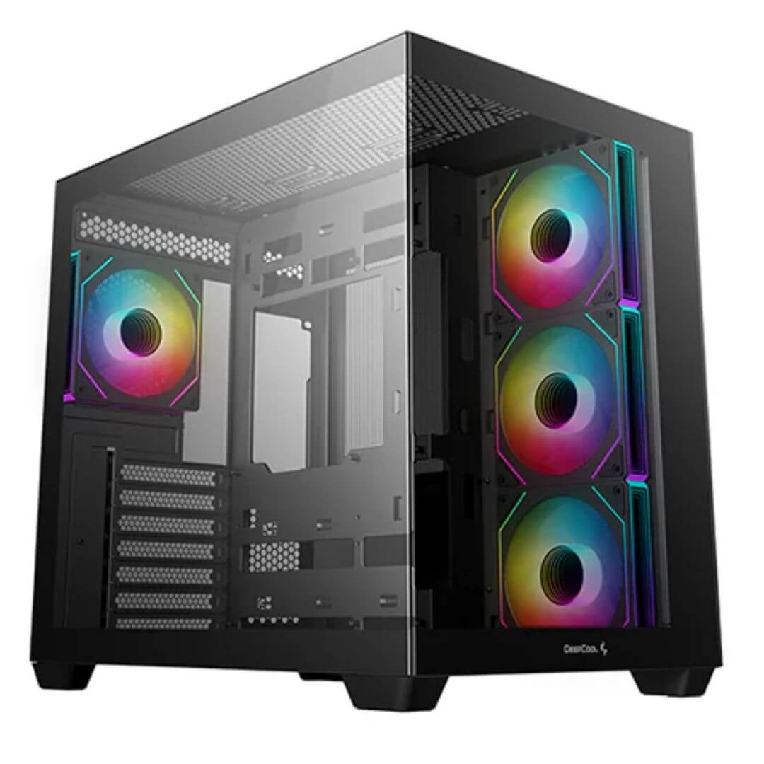 DeepCool CG530 4F ATX Case Tempered Glass 4 Pre-Instaled Fans USB3.0×2、Gen2 Type-C x1、Audio/Mic×1 Cable Supports Rear