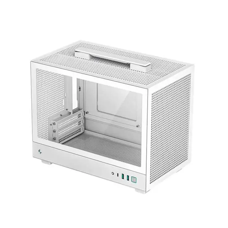 DeepCool CH160-WH Ultra-Portable Mini-ITX Case Mesh & Glass Panels Full Sized Air Cooler Support Carry handle