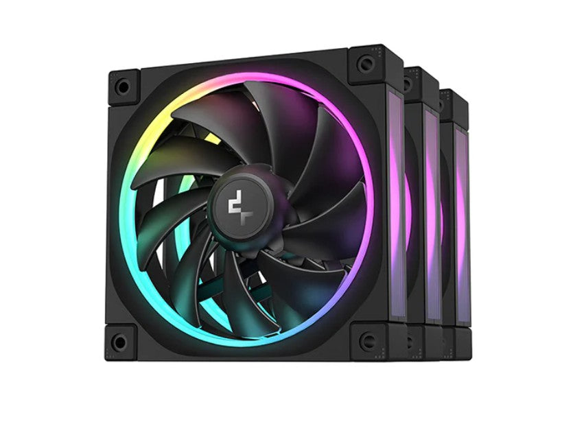 DeepCool FL12 3IN1 (3-Pack) 120mm Unique ARGB Fans Low Noise 4-pin PWM Fluid Dynamic Bearing Addressable RGB LED