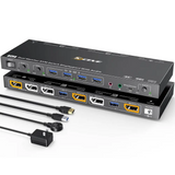 Dual Mode KVM/USB Switch Monitor USB 3.0 Displayport 1.4 2 Computers Monitors Cross Display PCs 8K@60Hz 4K@144Hz