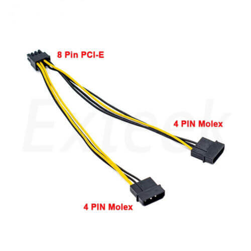 Dual Molex 4 Pin to 8 Pin PCI-E Express Video Card Power Cable Adaptorconsumables