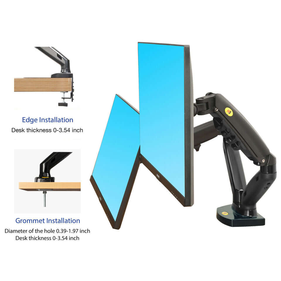 Dual Screen Gas-strut Monitor Stand Mount Desktop Bracket for LED/LCD