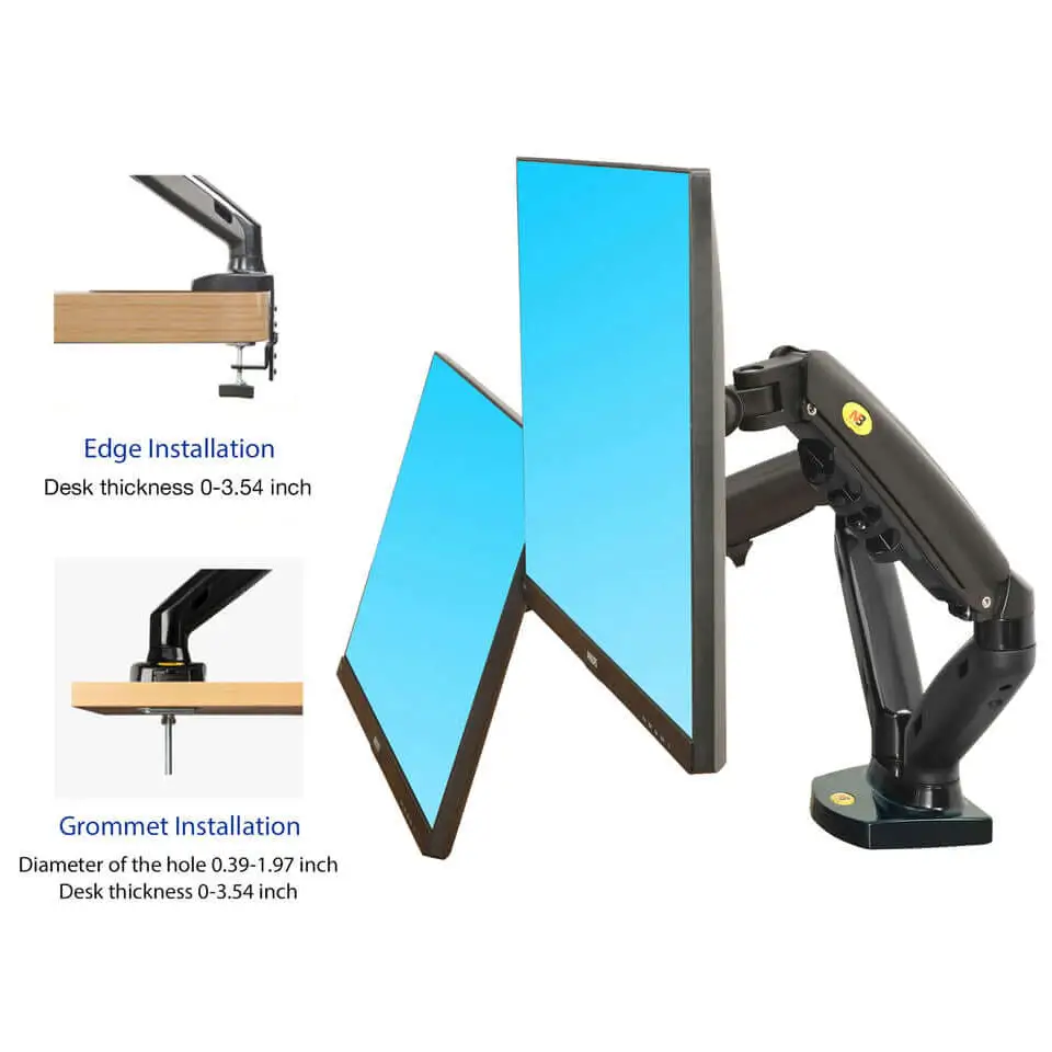 Dual Screen Gas-strut Monitor Stand Mount Desktop Bracket for LED/LCD