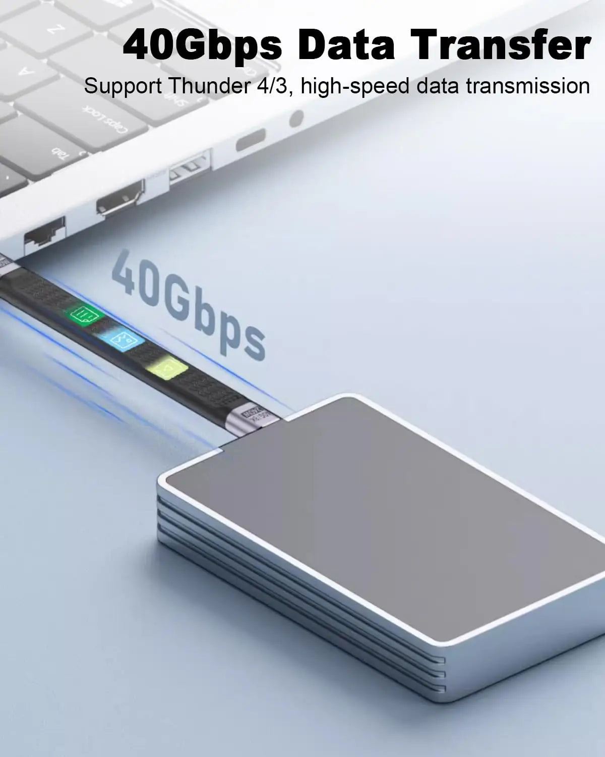 Duttek USB C to Cable Short for Thunderbolt 4 240W Fast Charging 40Gbps Male Support 8K@60Hz MacBook Pro External SSD