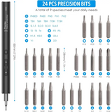 Electric Screwdriver 28 IN 1 Precision Set with 24 Bits and USB Cable Portable Magnetic Repair Tool Kit LED Lights