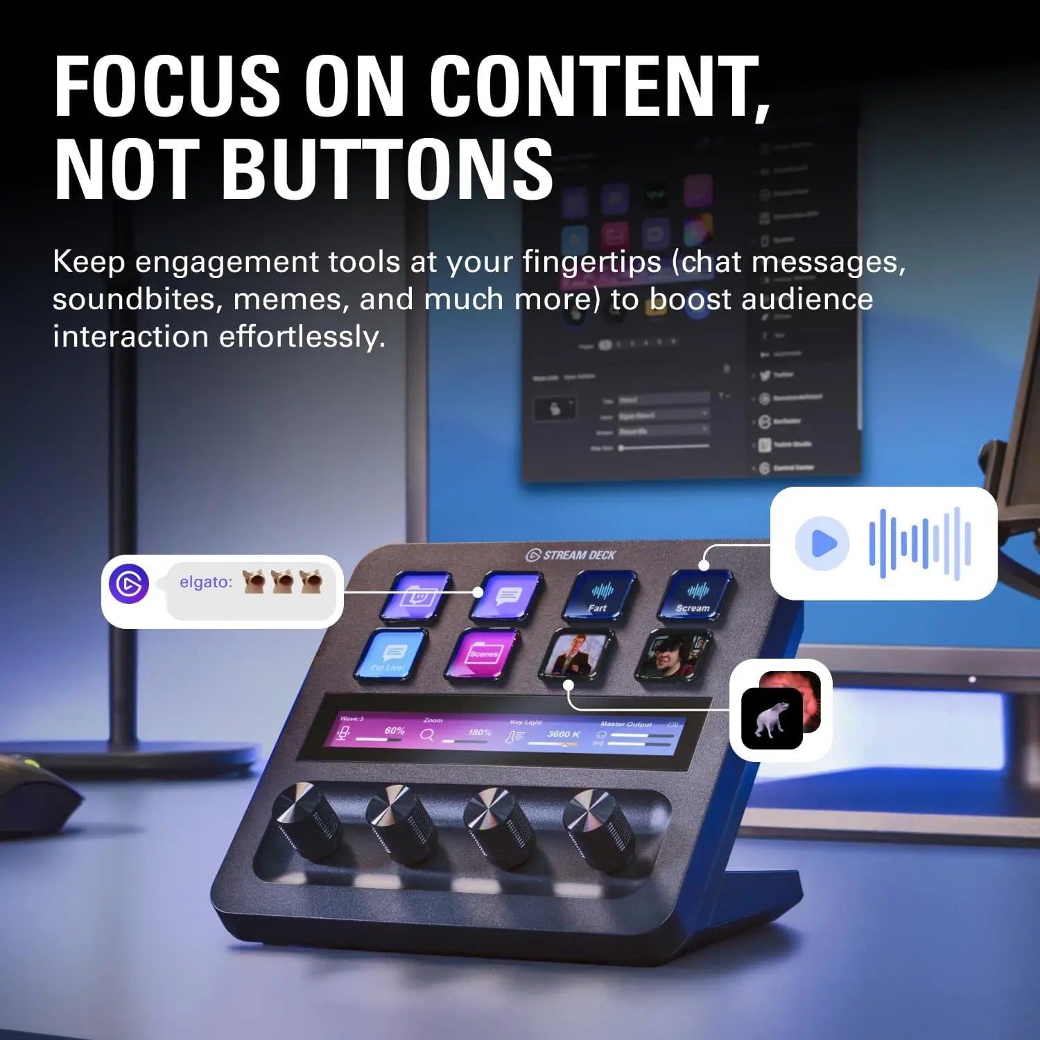 Elgato Stream Deck + Audio Mixer Production Console and Studio Controller for Content Creators Streaming Gaming