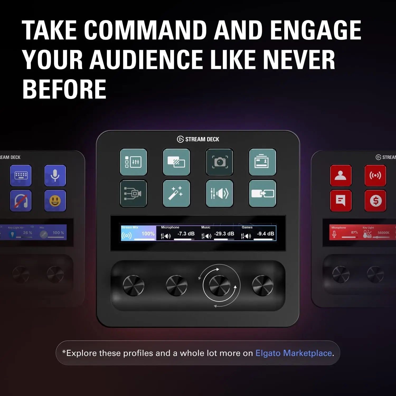Elgato Stream Deck + Audio Mixer Production Console and Studio Controller for Content Creators Streaming Gaming