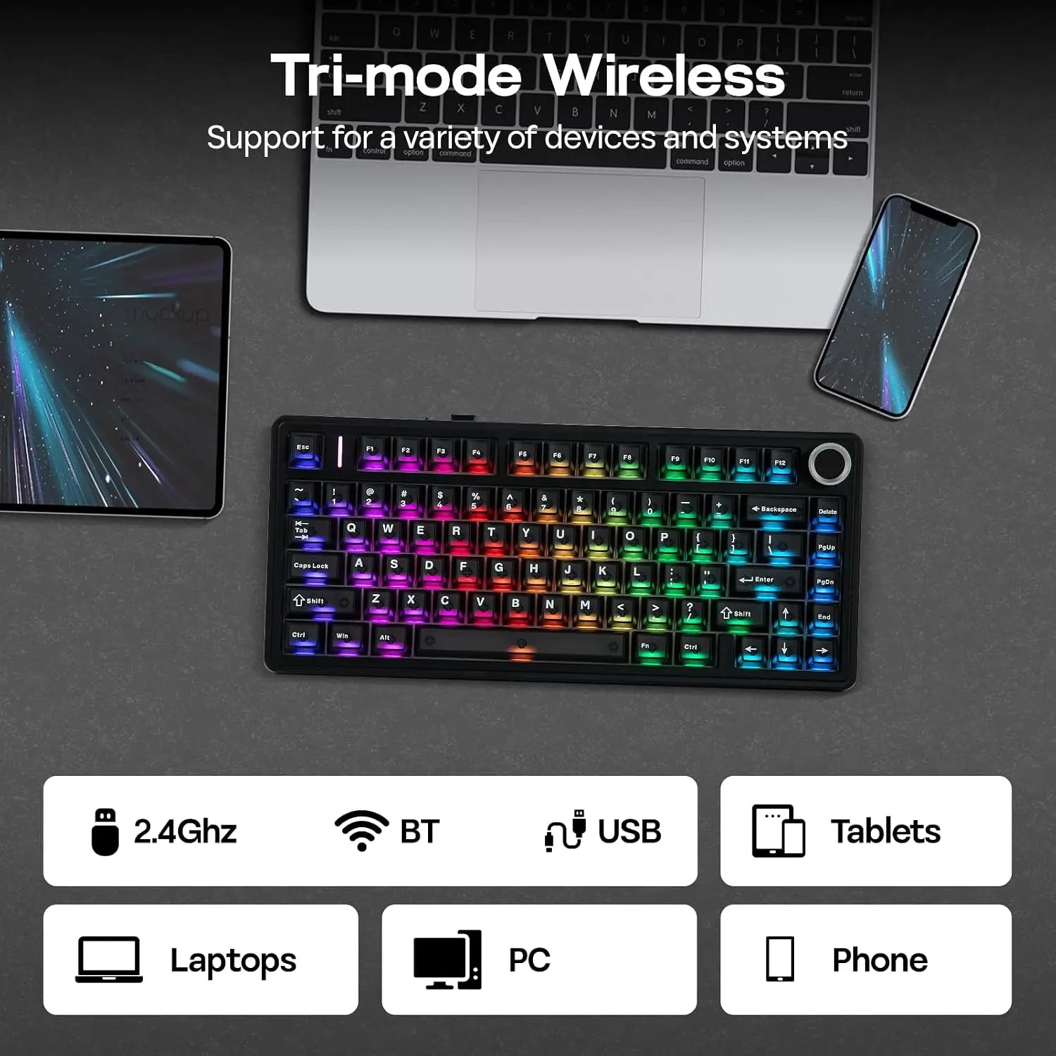 EPOMAKER Aula F75 Ultra Wireless Mechanical Keyboard 10000mAh VIA Programmable Knob Hot-Swap Creamy Switch & Gasket RGB