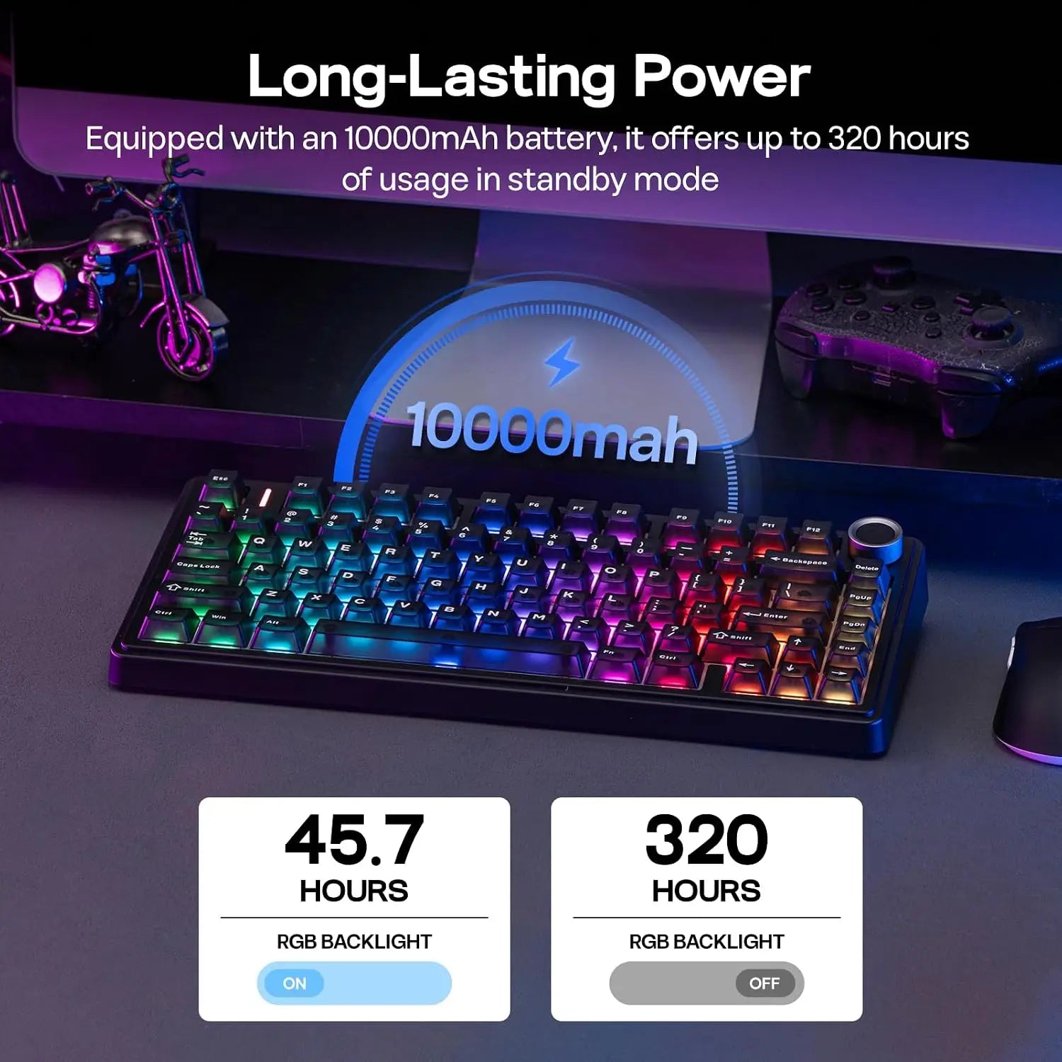 EPOMAKER Aula F75 Ultra Wireless Mechanical Keyboard 10000mAh VIA Programmable Knob Hot-Swap Creamy Switch & Gasket RGB