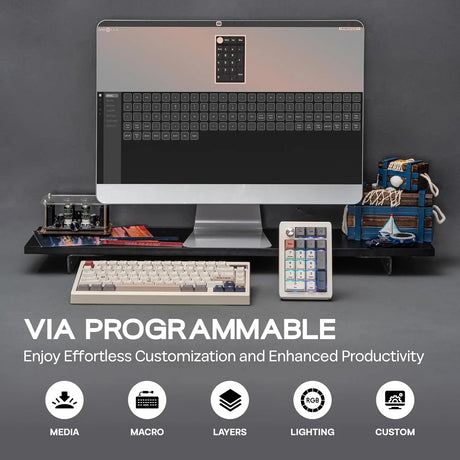 EPOMAKER EK21 VIA Gasket Number Pad with 1000mAh Battery BT 5.0/2.4ghz/Wired Hot-Swap Numpad Aluminum Alloy knob