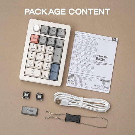 EPOMAKER EK21 VIA Gasket Number Pad with 1000mAh Battery BT 5.0/2.4ghz/Wired Hot-Swap Numpad Aluminum Alloy knob