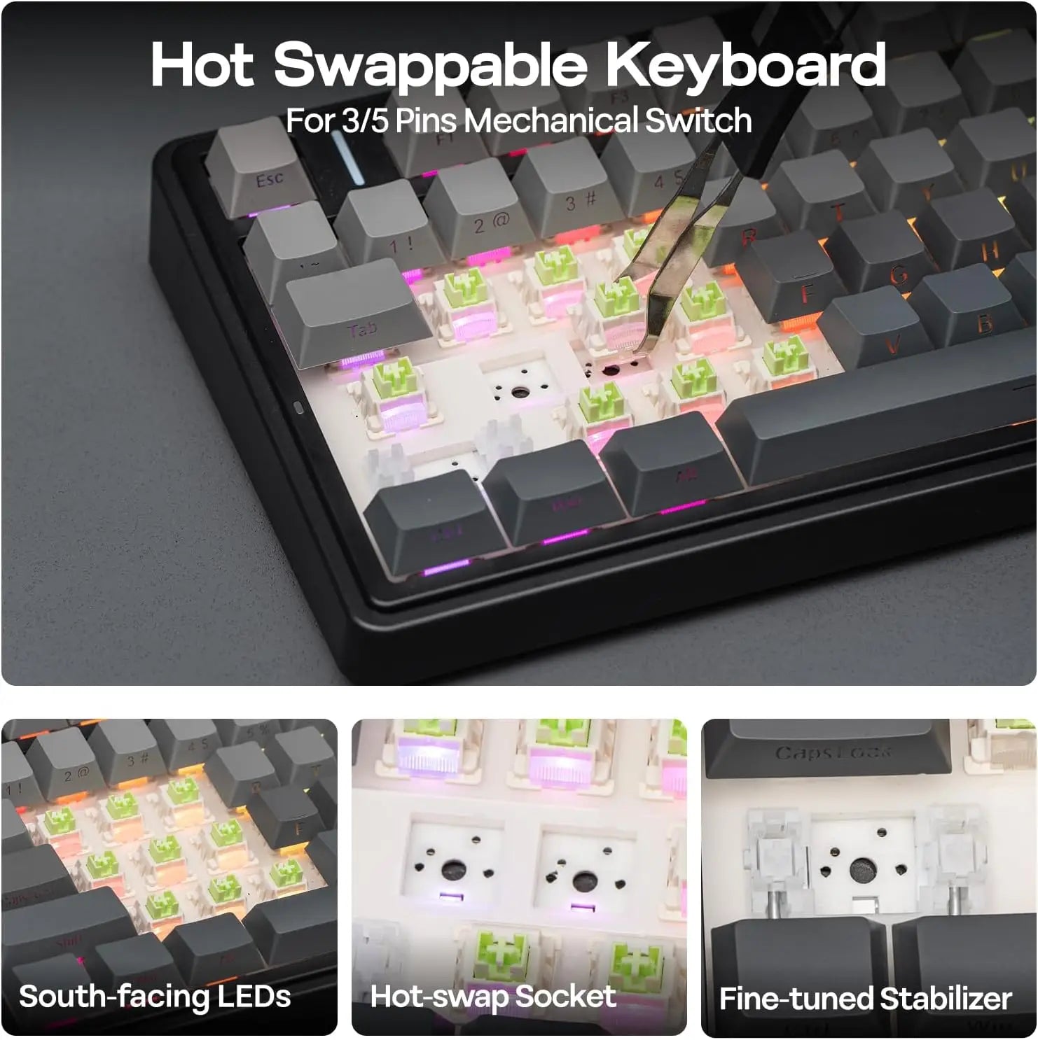 EPOMAKER x Aula F75 Gasket Mechanical Keyboard 75% Wireless Hot Swappable Gaming with Five-Layer Padding&Knob