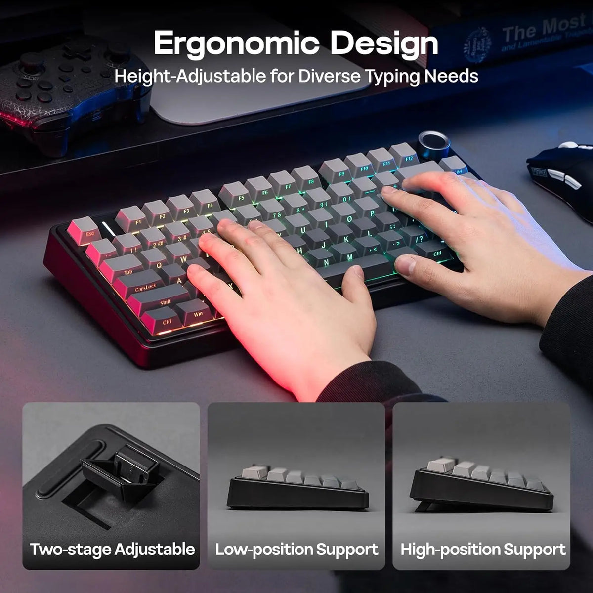 EPOMAKER x Aula F75 Gasket Mechanical Keyboard 75% Wireless Hot Swappable Gaming with Five-Layer Padding&Knob