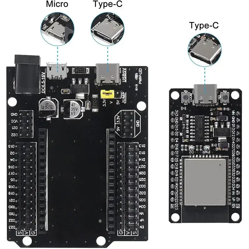 ESP32 Development Board CH340C WiFi + Bluetooth Ultra-Low Dual Core ESP32-DevKitC-32 ESP-WROOM-32 Expansion
