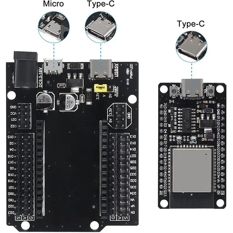 ESP32 Development Board CH340C WiFi + Bluetooth Ultra-Low Power Dual Core ESP32-DevKitC-32 ESP-WROOM-32 Expansion Board