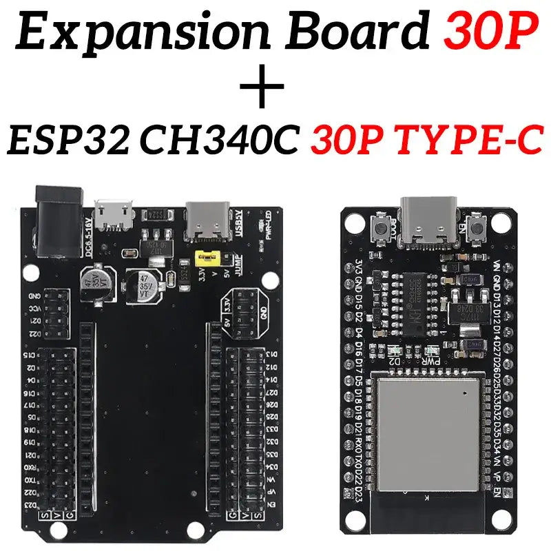 ESP32 Development Board CH340C WiFi + Bluetooth Ultra-Low Power Dual Core ESP32-DevKitC-32 ESP-WROOM-32 Expansion Board