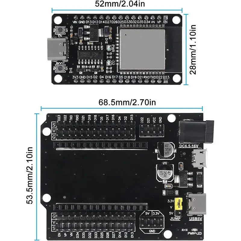 ESP32 Development Board CH340C WiFi + Bluetooth Ultra-Low Power Dual Core ESP32-DevKitC-32 ESP-WROOM-32 Expansion Board