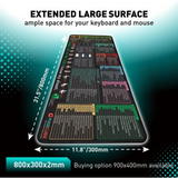 Excel Shortcut Keys Mouse Pad - Extended Large XL Cheat Sheet Gaming Mousepad | PC Office Spreadsheet Keyboard Mat