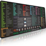 Excel Shortcut Keys Mouse Pad - Extended Large XL Cheat Sheet Gaming Mousepad | PC Office Spreadsheet Keyboard Mat