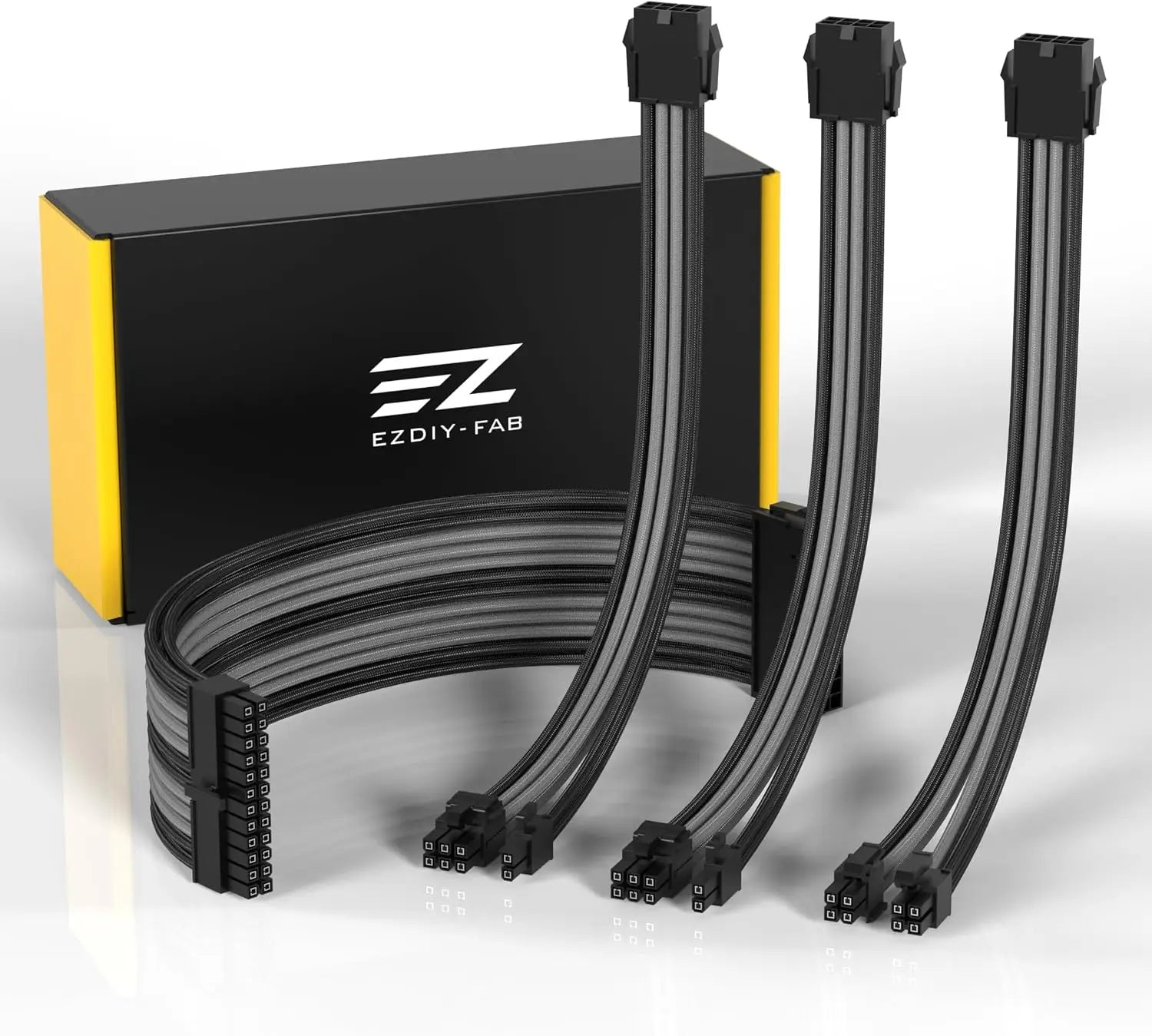 EZDIY-FAB PSU Cable Extension Sleeved Custom Mod GPU PC Power Supply Soft Nylon Braided with Comb Kit 24PIN/8PIN to 6