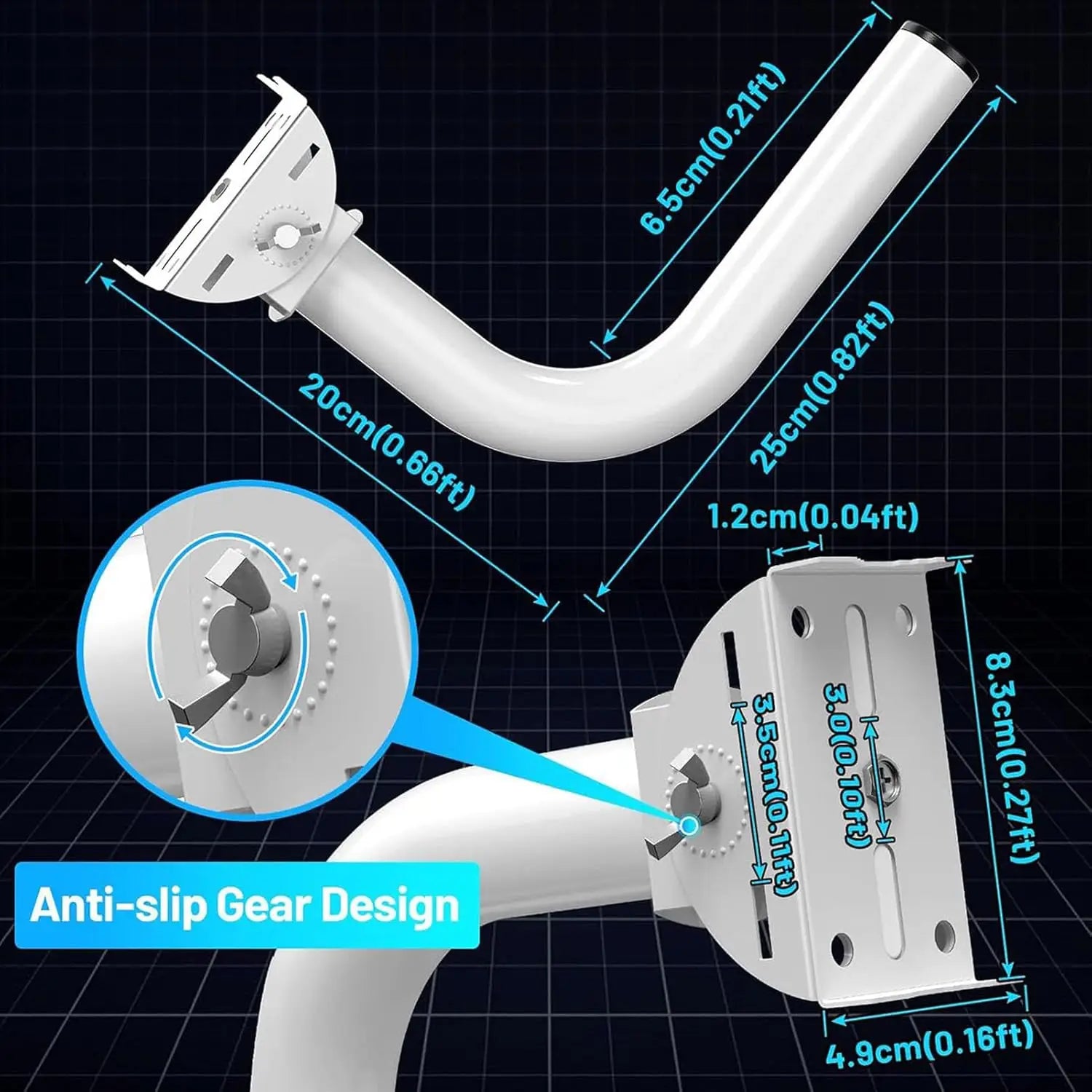 Focket Wireless Bridge Bracket Mount 150° Adjustable Universal Pole and Wall Mounted J for Outdoor Point to AP Access