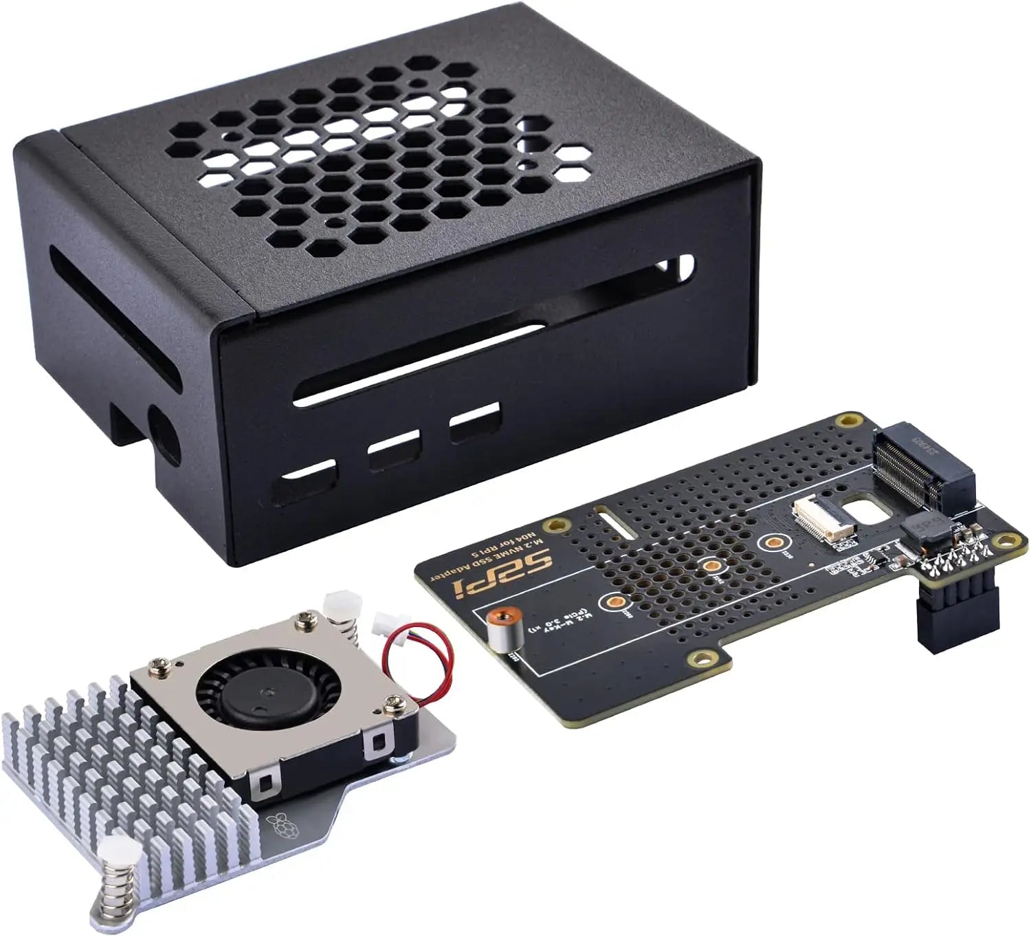 GeeekPi N04 for Raspberry Pi 5 NVME M.2 SSD(NVMe 2230 2242 2260 2280 GEN 3) PIP (PCIe Peripheral Board) Metal Case