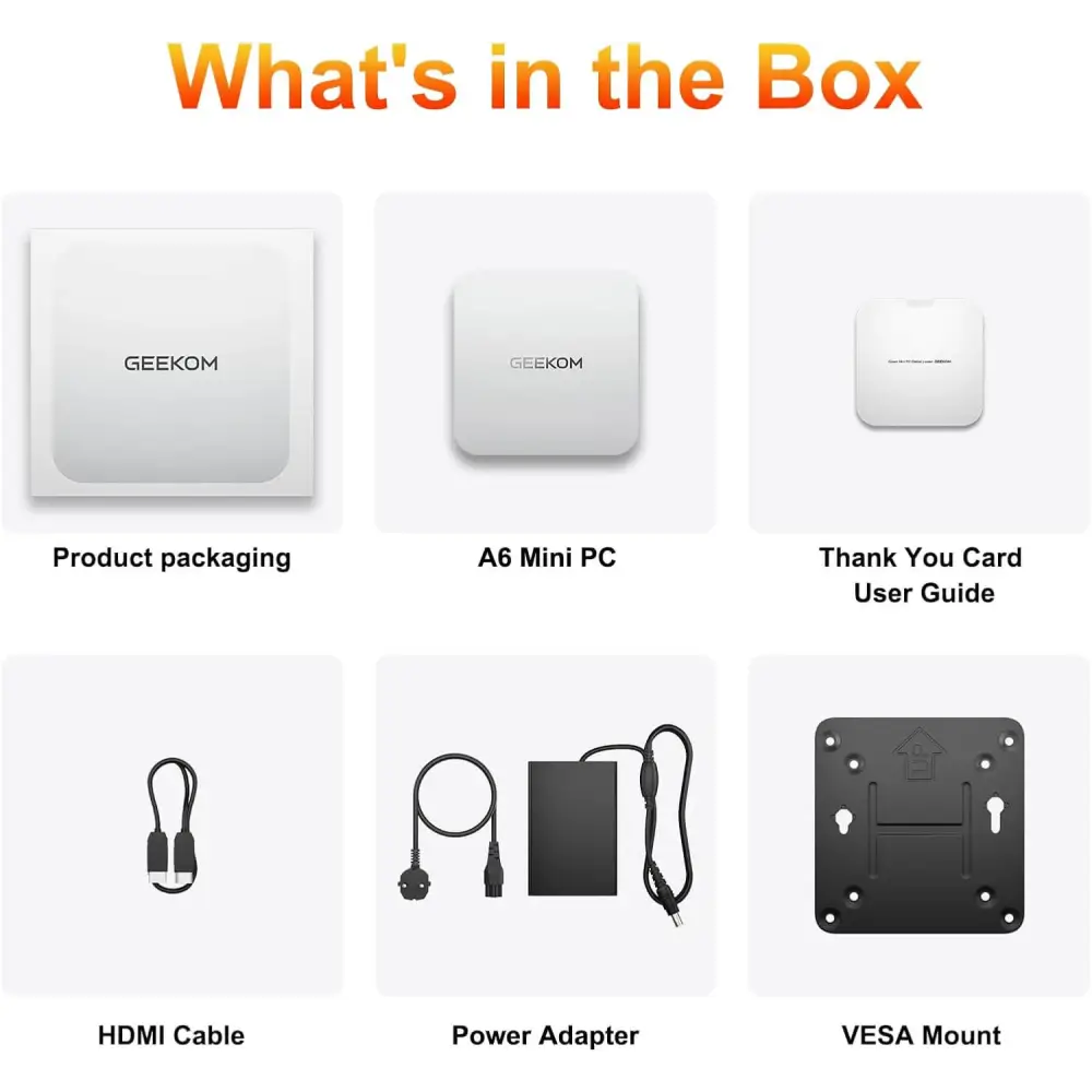 GEEKOM A6 Mini PC AMD Ryzen 7 6800H(8C/16T) 16GB DDR4&512GB M.2 2280 NVMe Gen4*4 SSD Windows 11 Pro Desktop Computer