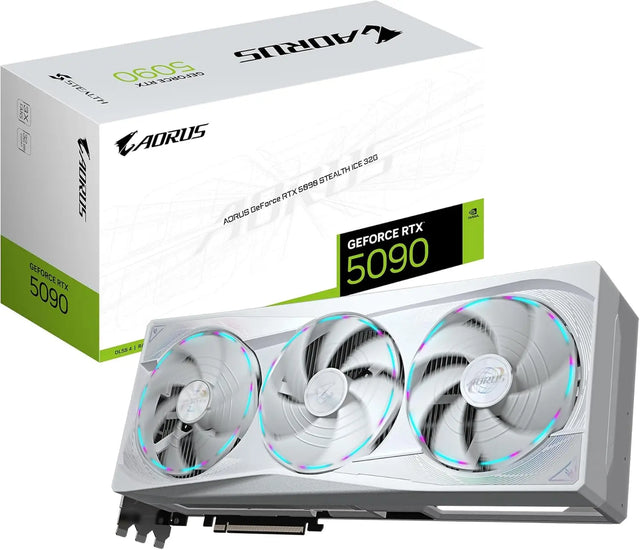 Gigabyte AORUS GeForce RTX 5090 Stealth Ice 32G Graphics Card - 32GB GDDR7 512bit PCI-E 5.0 2655MHz Core Frequency 3 x