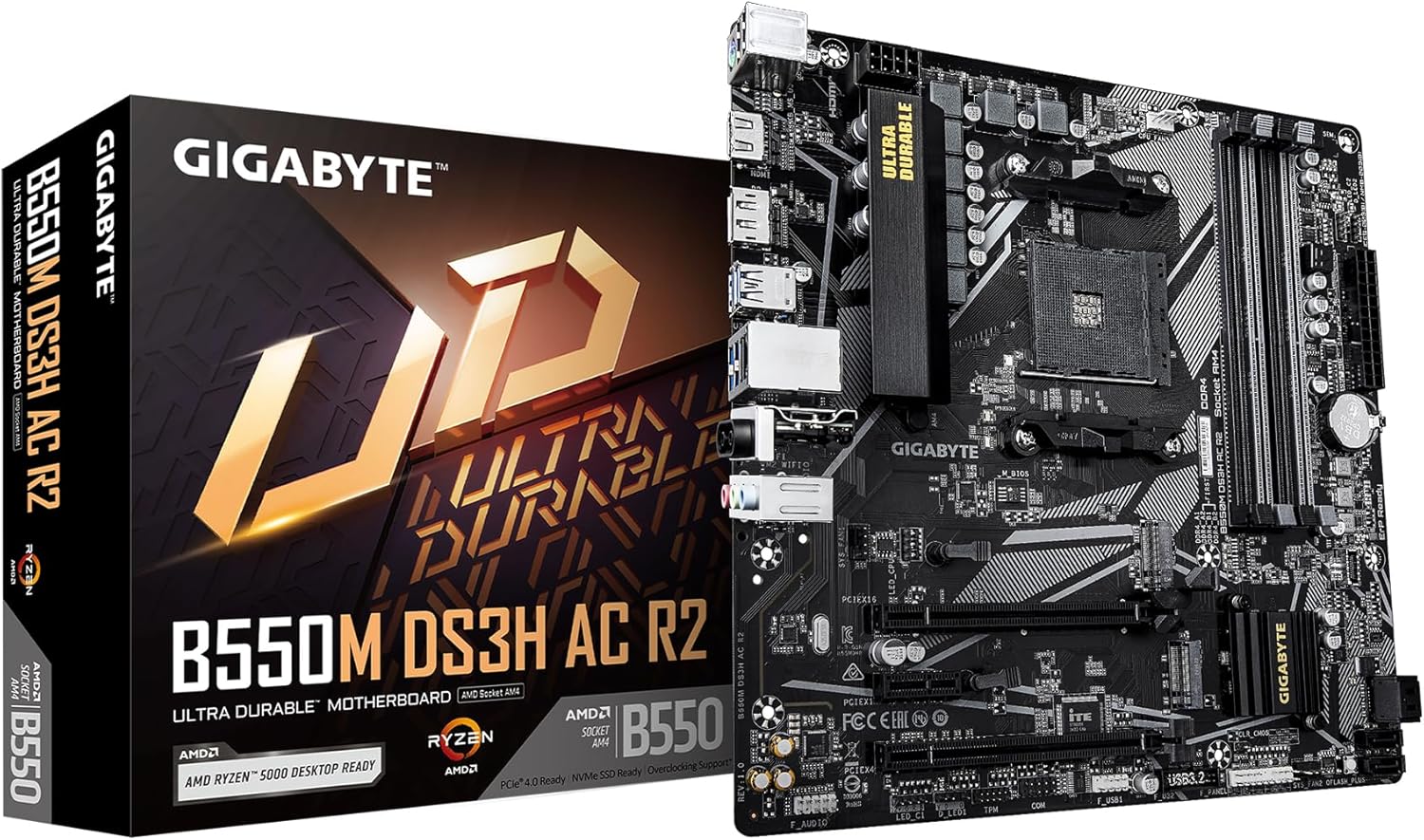 GIGABYTE B550M DS3H AC R2 AMD AM4 Motherboard Micro-ATX DDR4 Dual M.2 SATA 6Gb/s WIFI5 Realtek GbE LAN PCIe 4.0