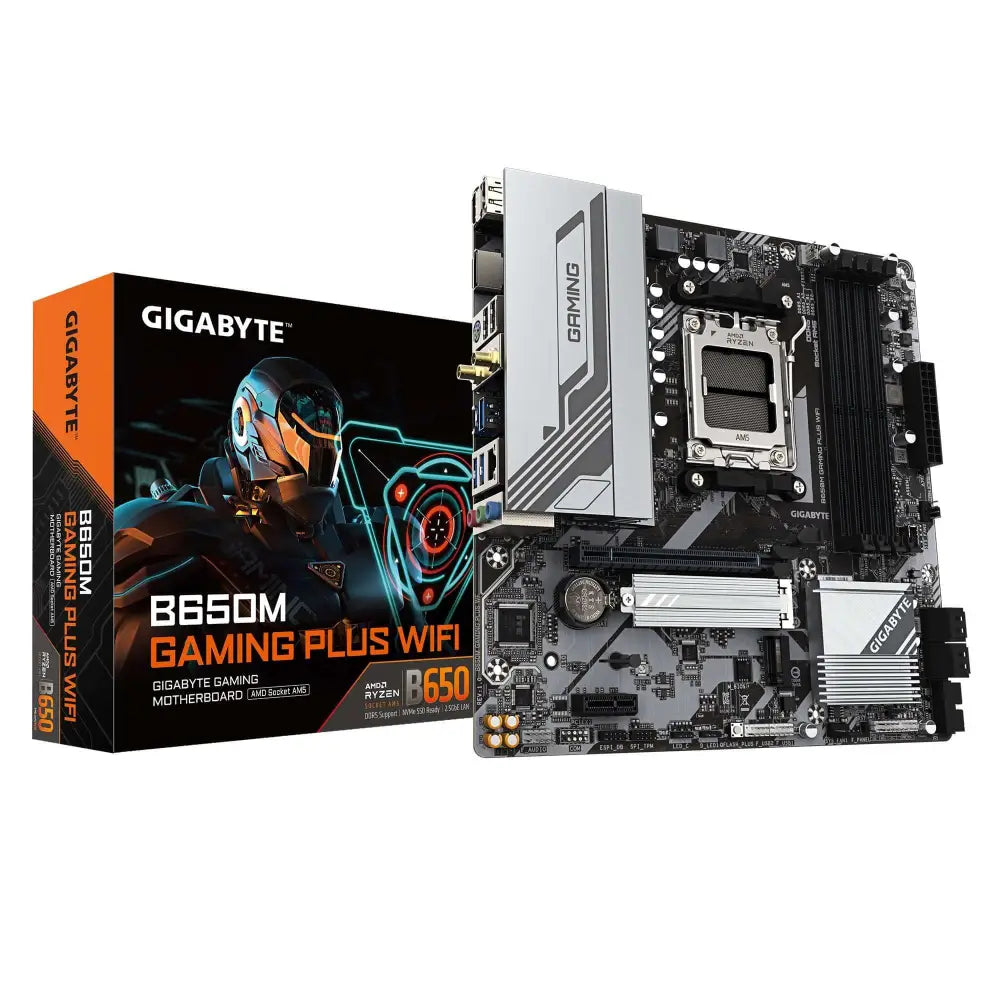 Gigabyte B650M GAMING PLUS WIFI AMD AM5 4 x DDR5up to 256 G 1 HDMI PCI Express x16 2 M.2 SATA USB 3.2