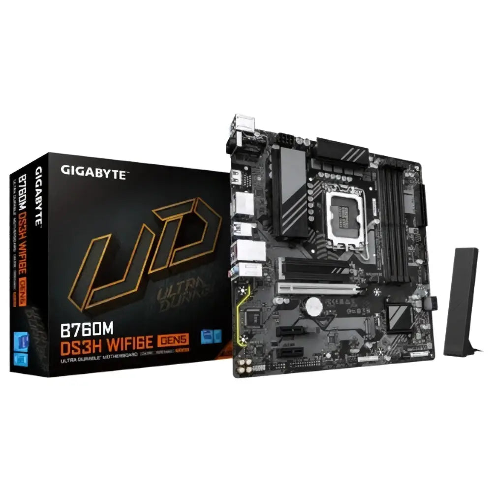 Gigabyte B760M DS3H WIFI6E GEN5 Intel LGA 1700 mATX Motherboard 4x DDR5 ~256GB 1x PCI-E x16 2x M.2 SATA 5x USB 3.2 6x