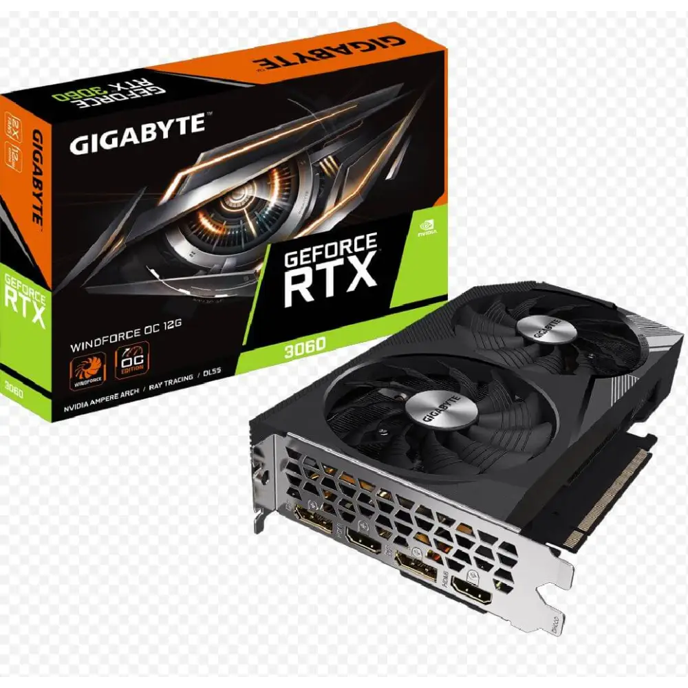 Gigabyte GeForce RTX™ 3060 WINDFORCE OC 12G 1.0 GDDR6 Video Card 1792 MHz PCI-E 4.0 1x HDMI 2.1 *2 (rev. 2.0)