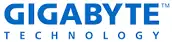 Gigabyte technology logo with blue and white text on a black background.